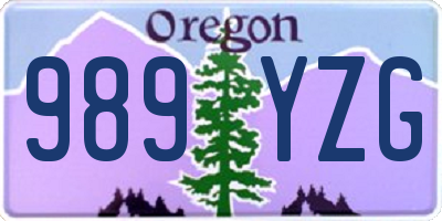 OR license plate 989YZG
