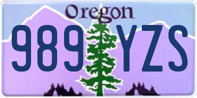 OR license plate 989YZS