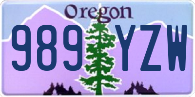 OR license plate 989YZW
