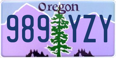 OR license plate 989YZY