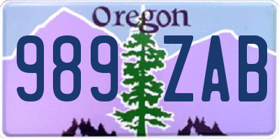 OR license plate 989ZAB