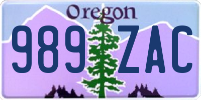 OR license plate 989ZAC