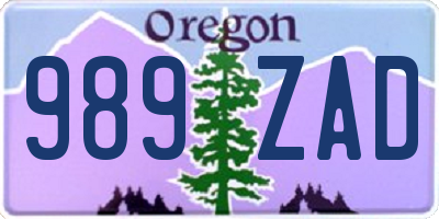 OR license plate 989ZAD