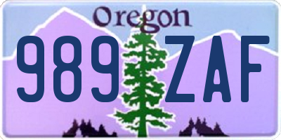 OR license plate 989ZAF