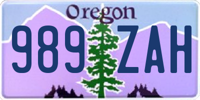 OR license plate 989ZAH