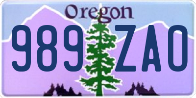 OR license plate 989ZAO
