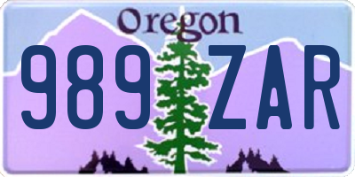 OR license plate 989ZAR