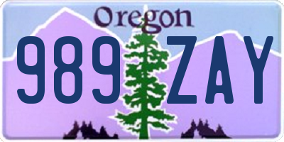 OR license plate 989ZAY