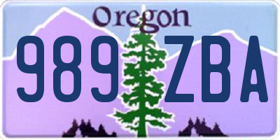 OR license plate 989ZBA