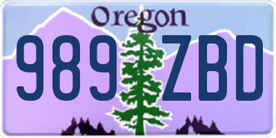 OR license plate 989ZBD