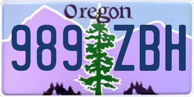 OR license plate 989ZBH