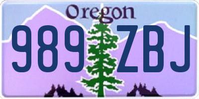 OR license plate 989ZBJ
