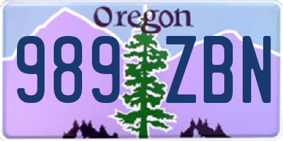OR license plate 989ZBN