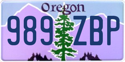 OR license plate 989ZBP