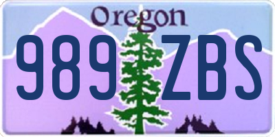 OR license plate 989ZBS