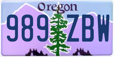 OR license plate 989ZBW
