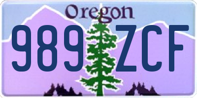 OR license plate 989ZCF