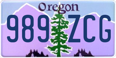OR license plate 989ZCG