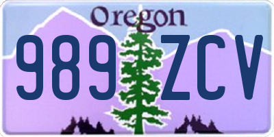 OR license plate 989ZCV