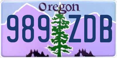 OR license plate 989ZDB