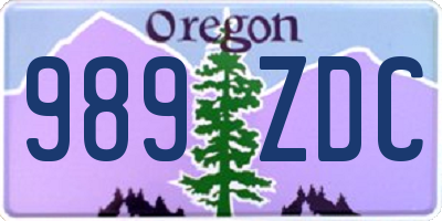 OR license plate 989ZDC