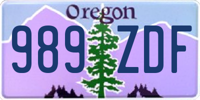 OR license plate 989ZDF