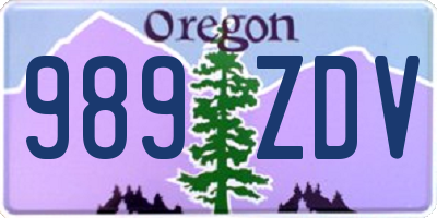 OR license plate 989ZDV
