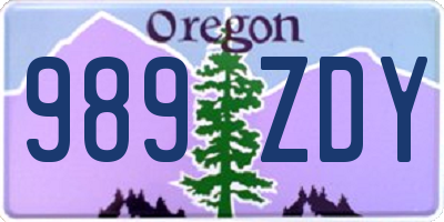 OR license plate 989ZDY