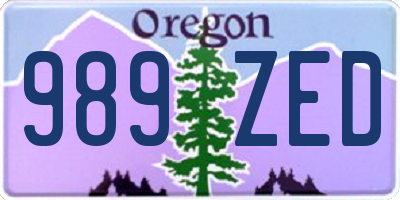 OR license plate 989ZED