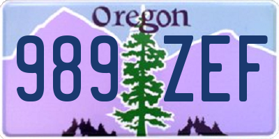 OR license plate 989ZEF