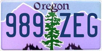 OR license plate 989ZEG