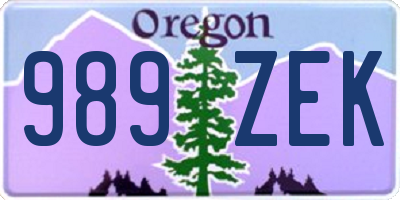 OR license plate 989ZEK