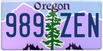 OR license plate 989ZEN