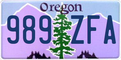 OR license plate 989ZFA