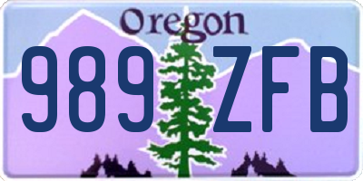OR license plate 989ZFB
