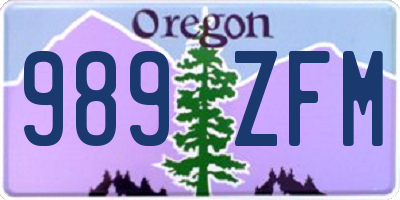 OR license plate 989ZFM