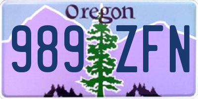 OR license plate 989ZFN