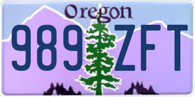 OR license plate 989ZFT