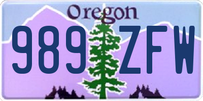 OR license plate 989ZFW