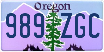OR license plate 989ZGC