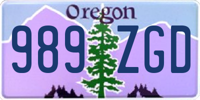 OR license plate 989ZGD