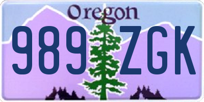 OR license plate 989ZGK