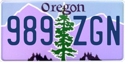 OR license plate 989ZGN
