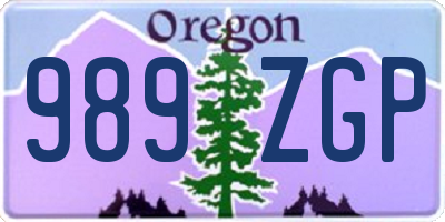 OR license plate 989ZGP
