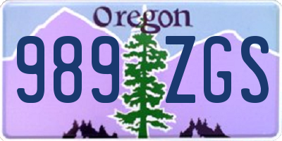 OR license plate 989ZGS
