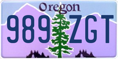 OR license plate 989ZGT