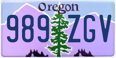 OR license plate 989ZGV