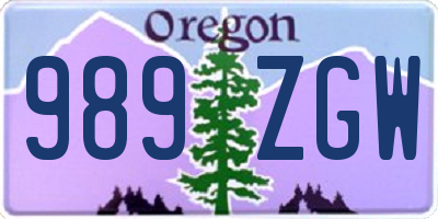 OR license plate 989ZGW