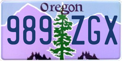 OR license plate 989ZGX