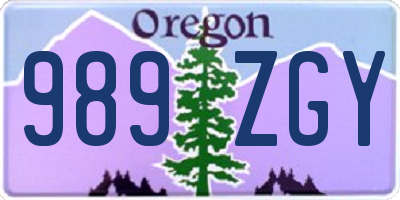 OR license plate 989ZGY